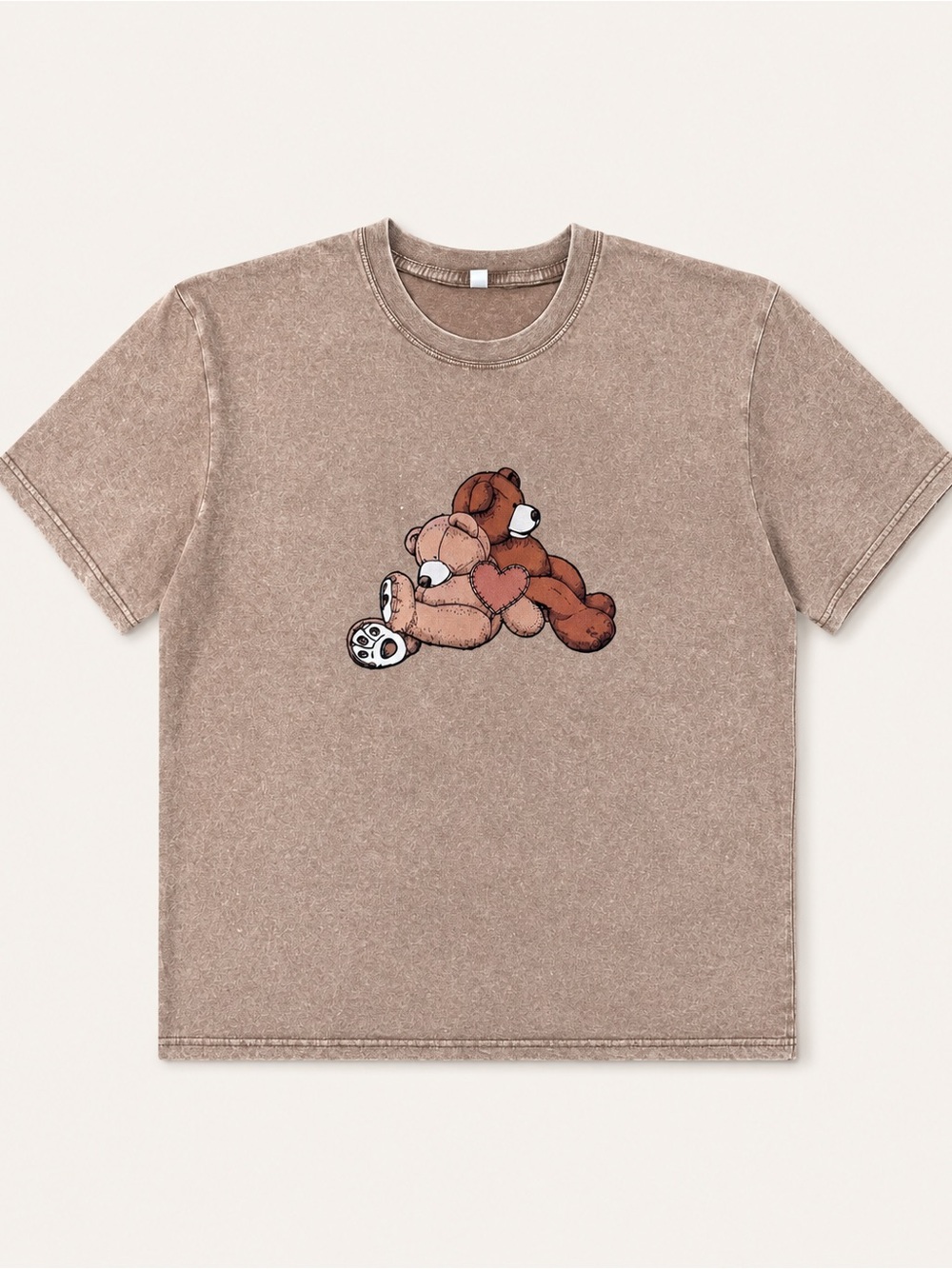 Brown Washed Teddy Bear Graphic Tee